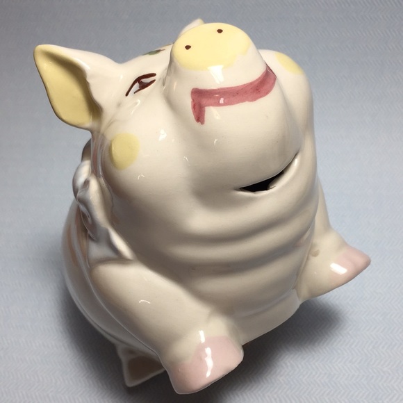 Vintage Smiling Pig Blue And Floral Design - Picture 8 of 15